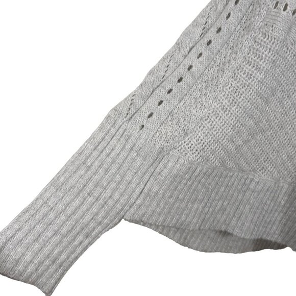 Womens Boxy Cardigan Poncho Med Beige Zip Up Knit Dolman Batwing Sleeve Boho - Picture 5 of 7